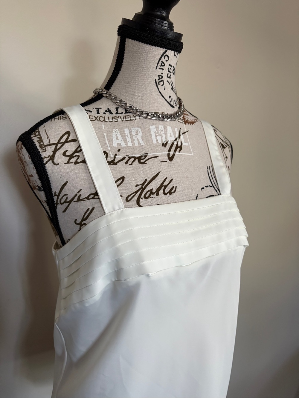 Vintage Y2K White Pleated Square Neck Layering Cami Tank Top - Picture 2 of 7